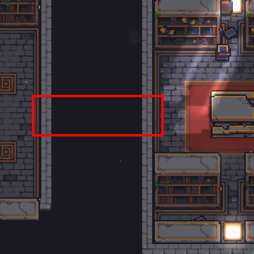 Library Secret Study passage revealed after walking through the wall left of the table